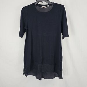 Soft Surroundings Black Handkerchief Hem Women's Size Small Black Tee